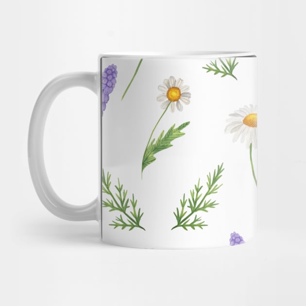 White Daisy, Lavender and Fern Floral by VioletGrant